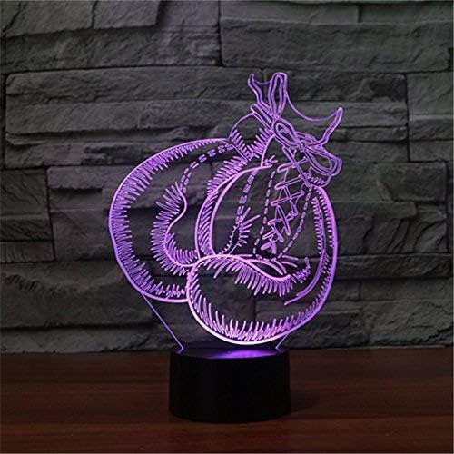 3D Boxing Gloves Night Light 16 Colors Changing USB Powered Remote Control Touch Switch Decor Lamp Optical Illusion LED Table Desk Lamp