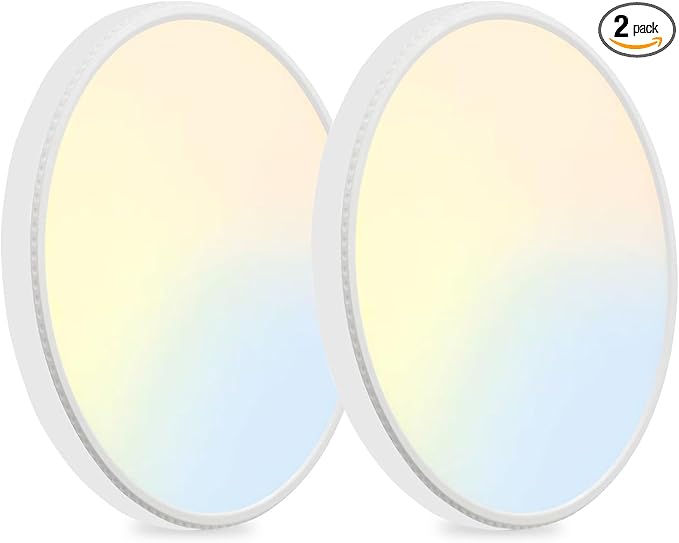 MODERN 2Pack LED Flush Mount Ceiling Light, 3000K-3500K-4500K-5000K-6000K Adjustable Ceiling Lamp,7.5inch Surface Mounted for Living Room, Bedroom, Kitchen, Laundry, Hallway (White, 2 Pack)