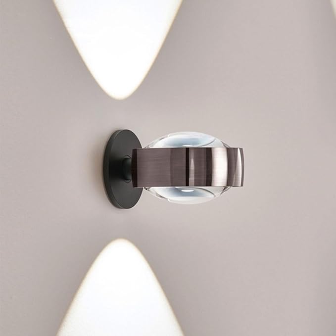 Globe Led Wall Sconce up Down Modern Wall Light Fixture 6W Aluminum Wall Washer with Glass Lens Shade, Indoor Mini Decor Lighting Fixture for Bedroom Living Room Hallway Corridor/Brushed Brown/3000K