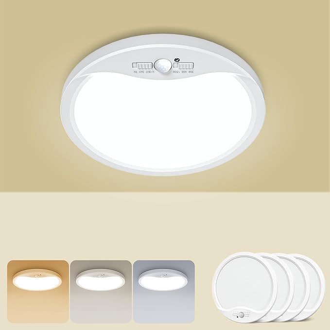 zemty 4Pack 7inch Motion Sensor Ceiling Lights Wired, 15W 1500lm 3CCT/3 Mode/30-120s Timer, Bright White LED Flush Mount Light Fixture Motion Activated for Closet Pantry Hallways Stairwells Garage