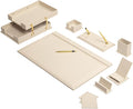MOOGCO 12-Piece Leather Desk Set — Desk Pad 23.2" x 15.4", Double Document Tray, Pen Holder — Desk Organizer Set for Home Office & Executive Desk Accessories