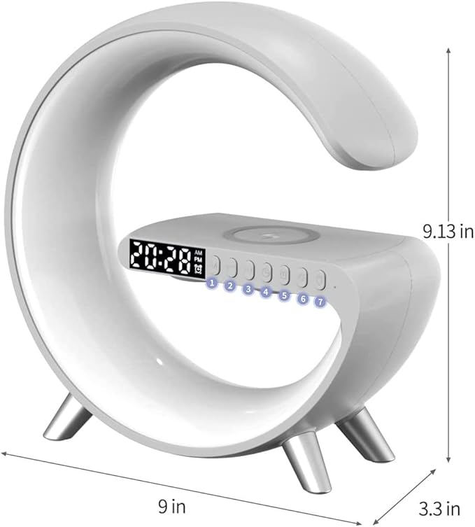 2026 New Smart Table Lamp with 4-in-1 Wireless Charger, Bluetooth Speaker, Alarm Clock, Night Light, App Control, for Bedroom, Office, Home Decor