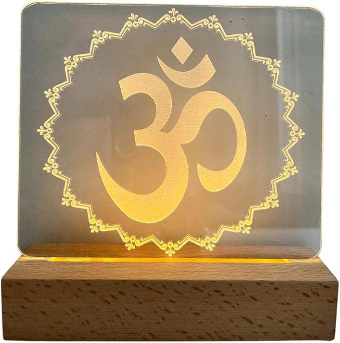 Decorative Om Lamp - LED Hindu Spiritual Table Lamp with 3D Effect, Ambient Light for Meditation, Yoga, and Home Decor