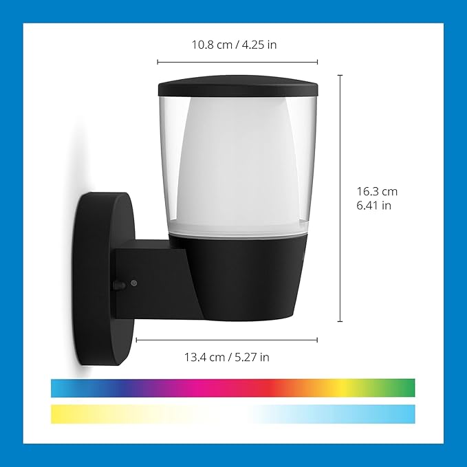 WiZ Connected Outdoor Light Fixture - Smart Wi-Fi Wall Light - Outdoor LED Porch Light - 16 Million Colors - Compatible with Alexa, Google Assistant - Bluetooth Compatible - No Hub Required - 1 Pack