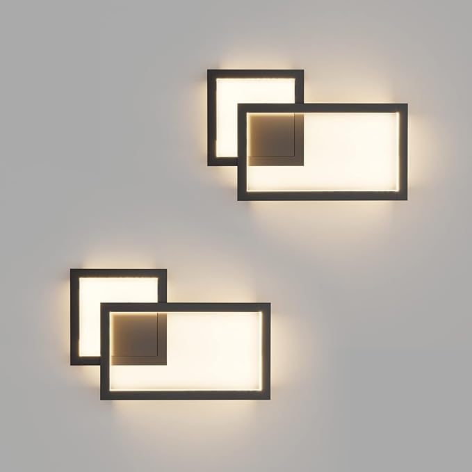 Ralbay 2-Pack Modern Indoor Wall Sconce 20W Aluminum Up and Down LED Modern Black Wall Sconce for Indoor Living Room Bedroom Hallway (Warm White Light, 3000K)