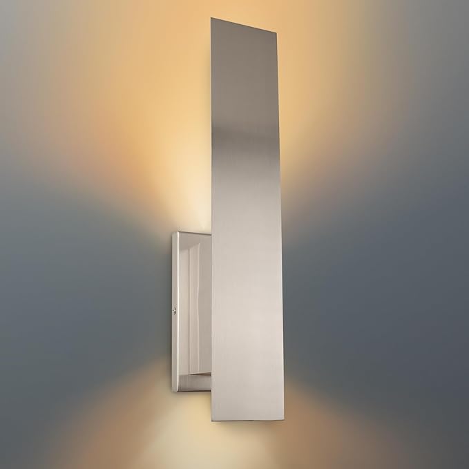 Indoor Wall Sconces, Modern Wall Lights, Up and Down Wall Mount Light, Dimmable Hardwired Wall Light for Bedroom, Living Room, Hallway, GU10 Bulbs Excluded (Brushed Nickel)