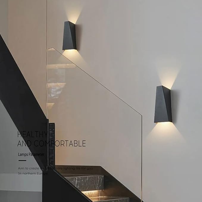 Modern Wall Light LED Sconce Up Down Metal Wall Spot Lamp, Indoor Lighting Fixtures Bedside Night Lamps for Living Room Bedroom Hallway Home Decorative Wall Wash Lights (Color : Black-6000K)