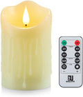 Flameless Battery Operated Flickering Candles with Remote and Timer, Real Wax Pillar Electric LED Candles for Home, Wedding, Halloween, Christmas, Party - 3" x 4"