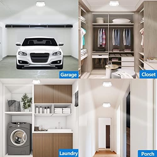 Closet Light, Battery Operated Ceiling Motion Sensor LED Light, 300LM Indoor Wireless, for Hallway, Garage, Stairway, Pantry, Shed Wall, 2 Pack