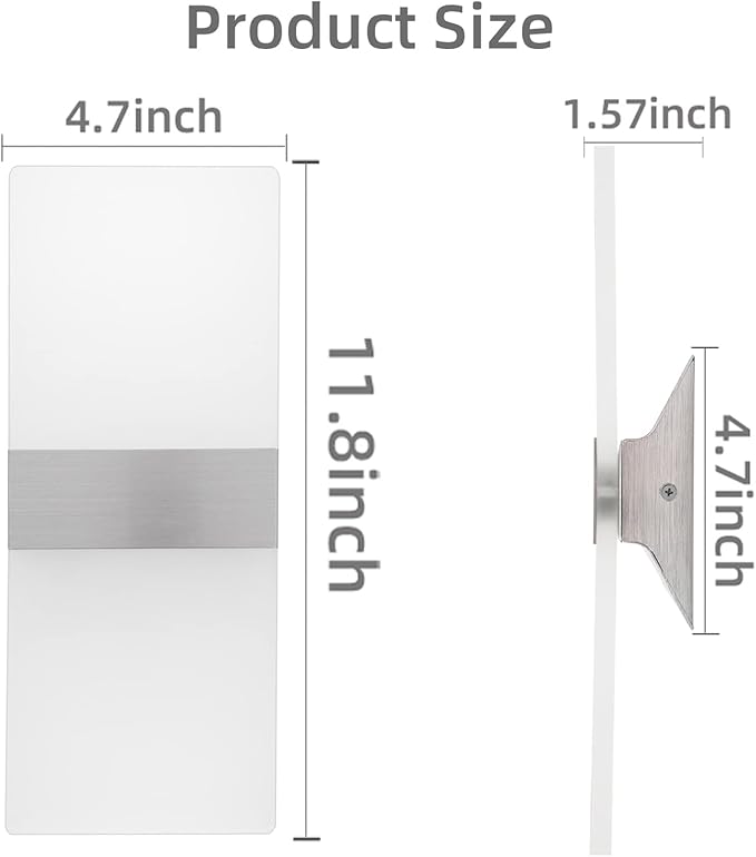 KICAAO Modern Wall Sconces Set of Two, Led Wall Light 10w, 2700k Warm Light Up Downlight, Hardwired Acrylic Wall Light Lighting, Suitable for Living Room Corridor Bedside (Warm Light 2700K 2Pack)