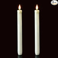 Homemory 2 Pack Flameless Taper Candles, No Remote, Realistic Flickering Battery Operated Candlesticks, White LED Plastic Candle Safe for Weddings, Table Decor, Christmas, and Halloween