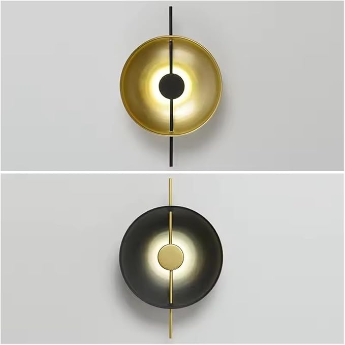Modern Minimalist Living Room Background Round Creative Bedroom Bedside Designer Villa Hotel Led Lighting,Elegant (Black)