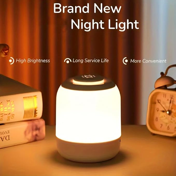 Touch Control Night Light, 3 Brightness Adjustable LED Bedside Lamp, Portable Table Lamp, Best Gift for Men Women Teens Kids Children Sleeping Aid