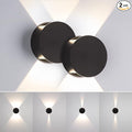 Tubicen Wall Sconce Set of 2 Black Round Wall Lights Beam-Adjustable LED Dimmable Movie Theater Sconce Lighting Up Down Hardwired Indoor Small Wall Lights for Living Room Bedroom Hallway Stairway