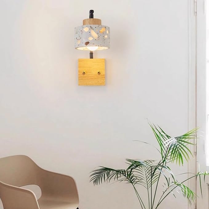 Bedroom Decor Wall Sconce with Wood Accents Headboard Lamp Over Mirror Wall Light Farmhouse Stone Wall Mounted Light Fixture Porch Hallway Hotel Wall Lighting Fixture Lamps