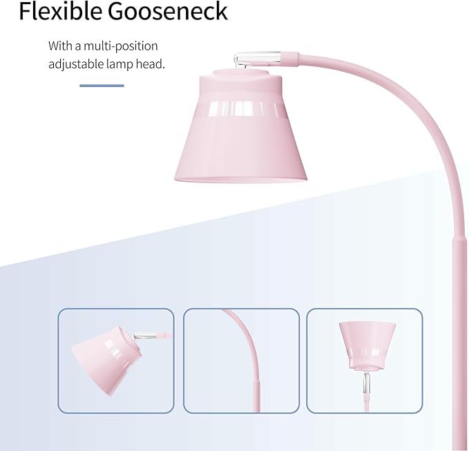 AXX TU08 Pink Cute Desk Lamp with USB Charging Port, 650 Lumens 3-Color Modes, 5-Touch Dimming, 30/60-Minute Timer, 18-Inch LED Small Table Light for Kids Teen Girls, College Dorm Room Essentials
