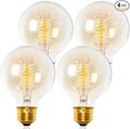 Jslinter Incandescent Light Bulbs 60 Watt Dimmable Bulbs 4 Pack, 2200K G80 Soft Light Bulbs Warm Light, 110v E26 Eecorative Light Bulb, Vintage 230LM Edison Bulb for Bedrooms, Living Rooms Clear glass