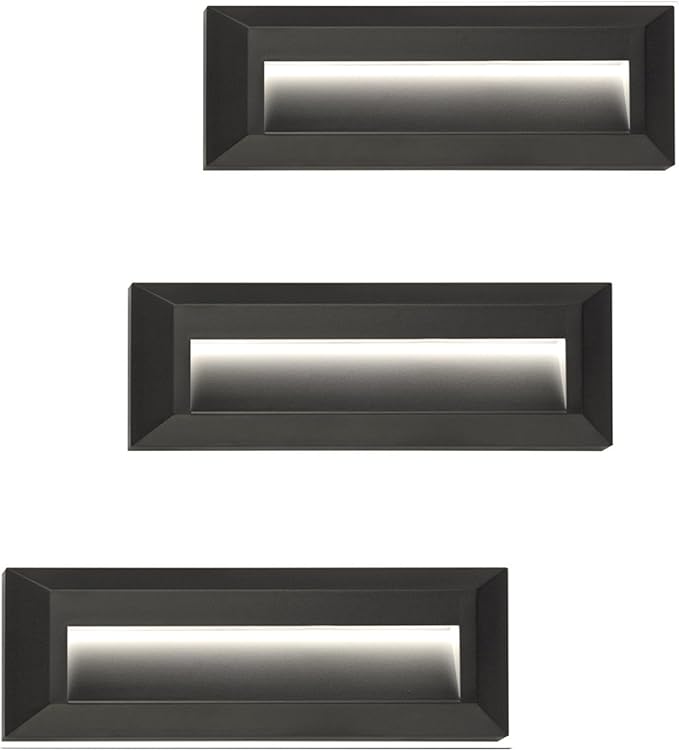 ZONK LED Step Lights 110-240V OutdoorIndoor Stair Lights, Waterproof IP65 2W 4000K Lighting for Stairs, Hallway, Pathway, Porch (Non-Dimmable, Easy Install), 3Pack