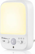 LED Motion-Activated Night Light Rotatable Dusk to Dawn AC Outlet Plug-in Wall Light for Bedroom Hallway Stairway Garage Basement Corridor Indoor (2, Watts)