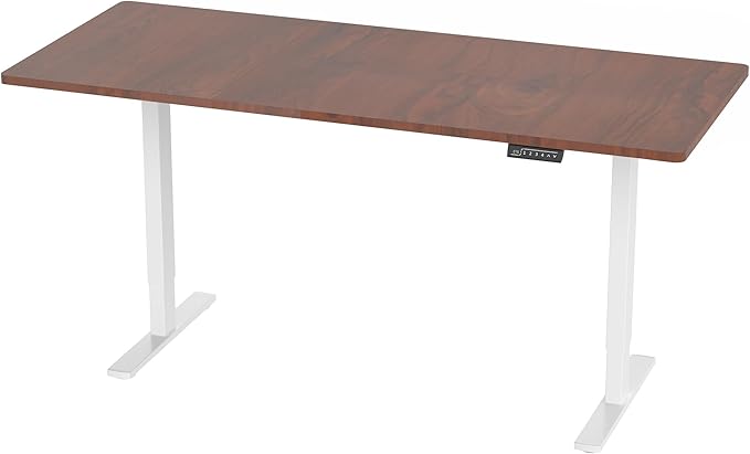 VIVO Electric 71 x 30 in Standing Desk, Memory Height Adjustment, 1B Series, Holds 220 lbs, Dark Walnut Top White Frame, DESK-KIT-1W7D