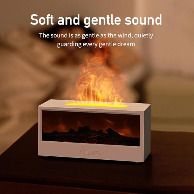Humidifiers for Bedroom, 150ML Fireplace Essential Oil Diffuser, Aromatherapy Diffuser, with 7-Color Mood Light, Quiet Raindrop Cool Mist Air Humidifier for Bedroom, Office, Nursery, Plants- White