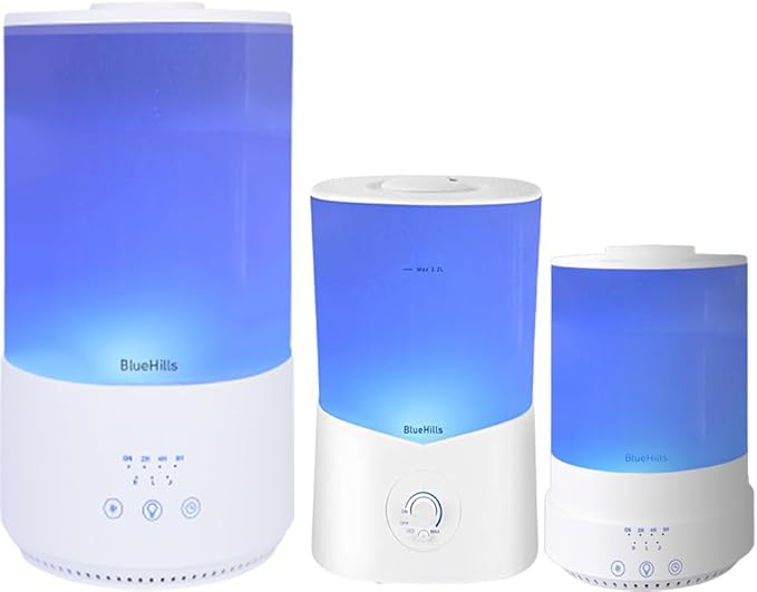 BlueHills Premium Large 2500 ML, 4000 ML and 2000 ML XL Essential Oil Diffusers Humidifier Combo Set of 3 for Large Room Home with Décor LED Lights Great Gift – White.