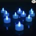 Hanzim LED Tea Lights Candles- 12PACK Blue Flameless Candles Realistic and Bright Flickering Long Lasting 200Hours for Holiday Celebration,Party, Home Decoration,Battery Operated