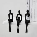 XINXUAN Statue Home Decor - Modern Bookshelf & Desk Decor - 3 Piece Set (Flocking - Black)