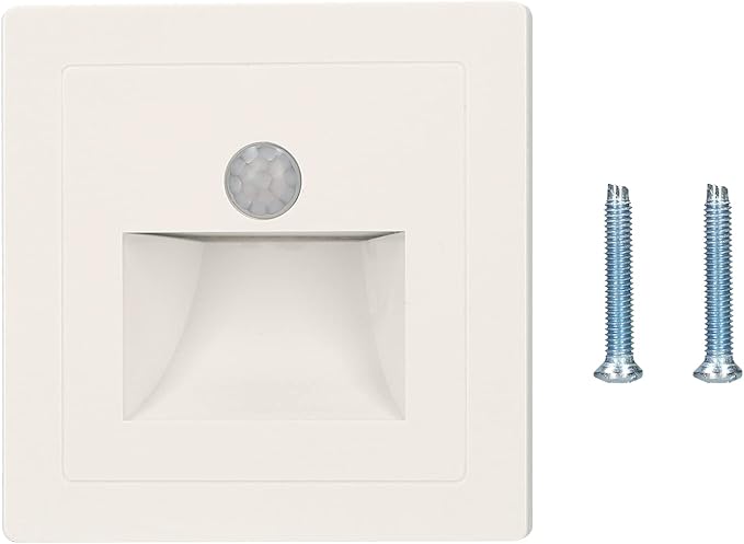 Motion Sensor Step Wired Indoor Motion Activated Foot LED Stair Auto Control Lamp Deck LED Wall s for Stairway Porch Corridor Corner (AC 220V, White)