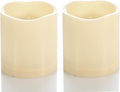 CANDLE CHOICE Waterproof Outdoor Battery Operated Flameless Candles with Timer Flickering Plastic Resin Electric LED Pillar Lights for Lantern Patio Garden Wedding Party Decorations 3x3 Inches 2 Pack