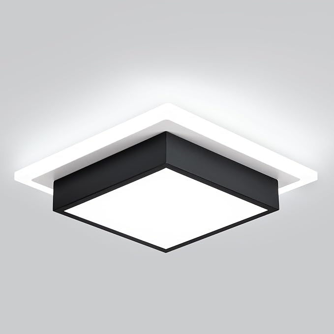 Modern LED Ceiling Light, Kitchen Ceiling Light, 6000K Cold White Flush Mount Ceiling Lamp, Square Hallway Lighting Fixtures for Living Room Bedroom Bathroom Kitchen
