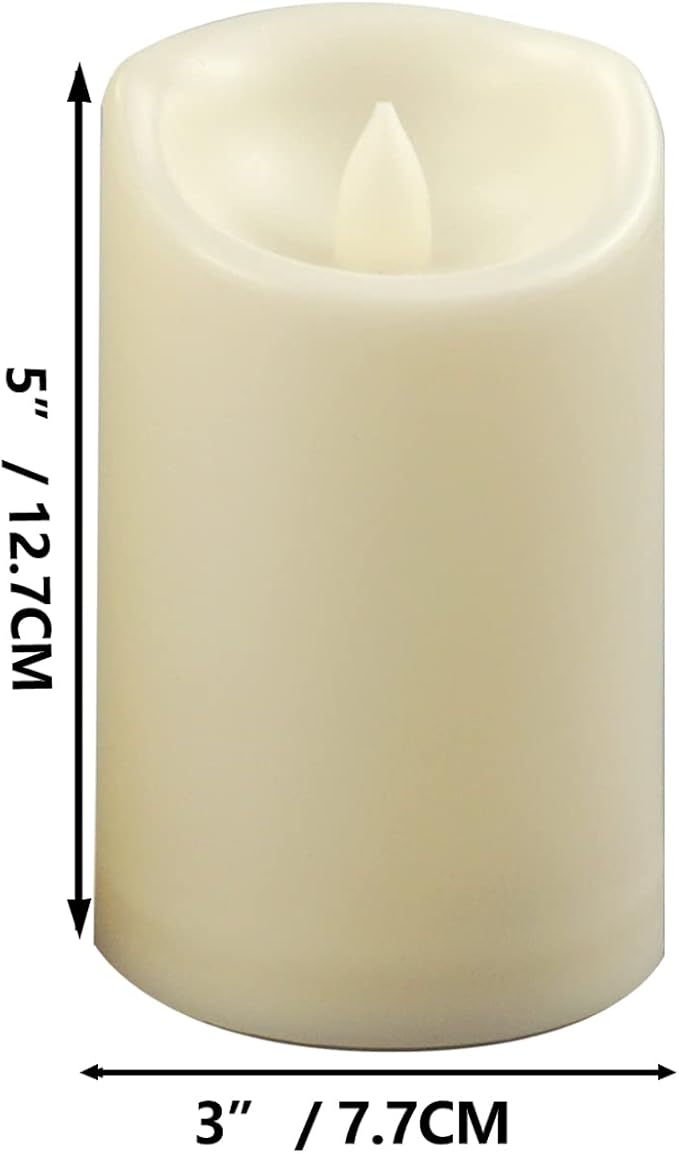 CANDLE CHOICE Outdoor Battery-Operated Flameless Candles with Remote Timer Waterproof Flickering Plastic Electric LED Pillar Lights for Lantern Patio Garden Wedding Halloween Christmas 3”x5” 2 Pack