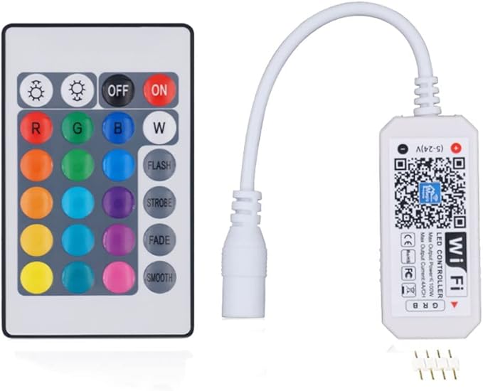 WiFi Wireless RGB LED Smart Controller Working with Android iOS System Mobile Phone App for 5050 3528 LED Light Strip, Fits Alexa,Google Home,IFTTT (RGB)