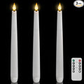 Homemory 3 Pcs Waxy Flameless Taper Candles with Remote, Led Flameless Candlesticks Classic Tall Candles, Flickering Battery Operated Taper Candles for Bedroom, Dining Room, White, 9.6 inches