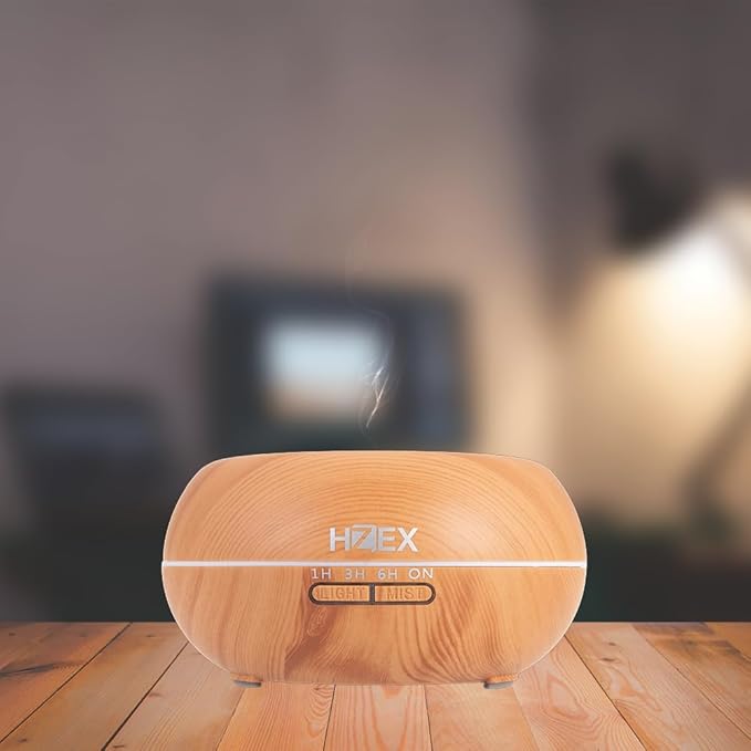 Aromatherapy Essential Oil Diffuser & Humidifier – Shallow 500ml Water Tank, 7 LED Lights & Whisper-Quiet Wood Grain Design – Ultrasonic Cool Mist Diffuser for Home, Bedroom, Spa, Yoga