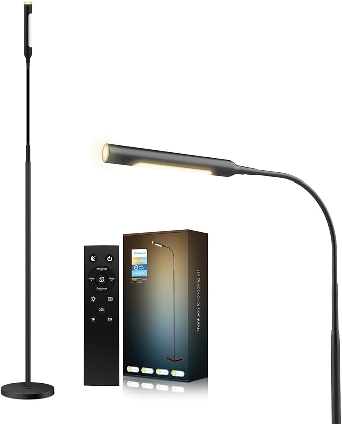 Floor Lamp for Living Room, bedrooms,Work,Study and Home Decor.with Remote Control.4 Color temperatures LED Bulb.Lighting Brightness Adjustable from 10%-100%.Modern Reading Standing lamp.