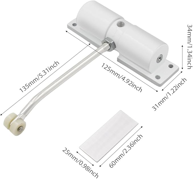 Automatic Door Closer Zinc Alloy Safety Spring Door Closer Adjustable Closing Doors Hinge for Home,Office(Color:Silver)
