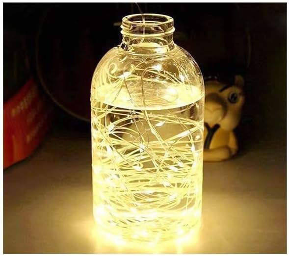 LED Fairy Lights Battery Operated String Lights Waterproof Silver Wire Firefly Lights for DIY Crafts Wedding Indoor Outdoor Christmas Patio Garden Decoration (Pure White, 66FT-200LEDS)