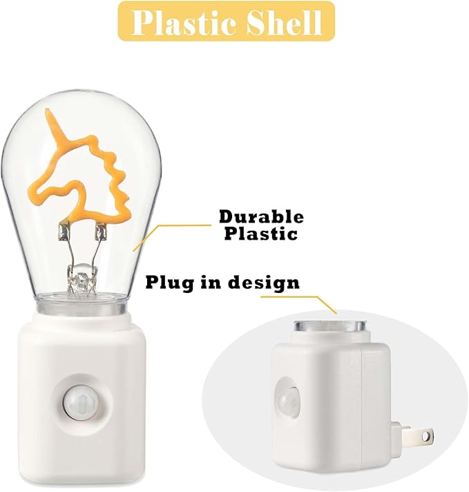 Vintage Filament LED Night Light Plug-in, Dusk to Dawn & Motion Sensor, 10-100LM Adjustable Brightness, Ultra Warm Ambience 2200K, Dimmable, for Bedroom, Hallway & Kitchen, 1 Pack