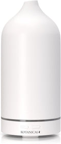 White Stone Essential Oil Diffuser – Ceramic Aromatherapy Diffuser with Ultrasonic Mist, LED Ambient Light & Auto Shut-Off for Home, Bedroom, Office
