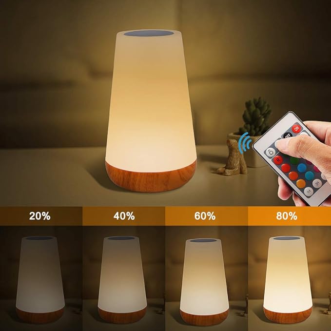 Table Lamp Touch Night Light - Portable Sensor Remote Control Bedside Lamps with Quick Rechargeable USB Dimmable Warm White Light 13 Colors RGB Table Lamp for Bedroom Living Room Office Hallways