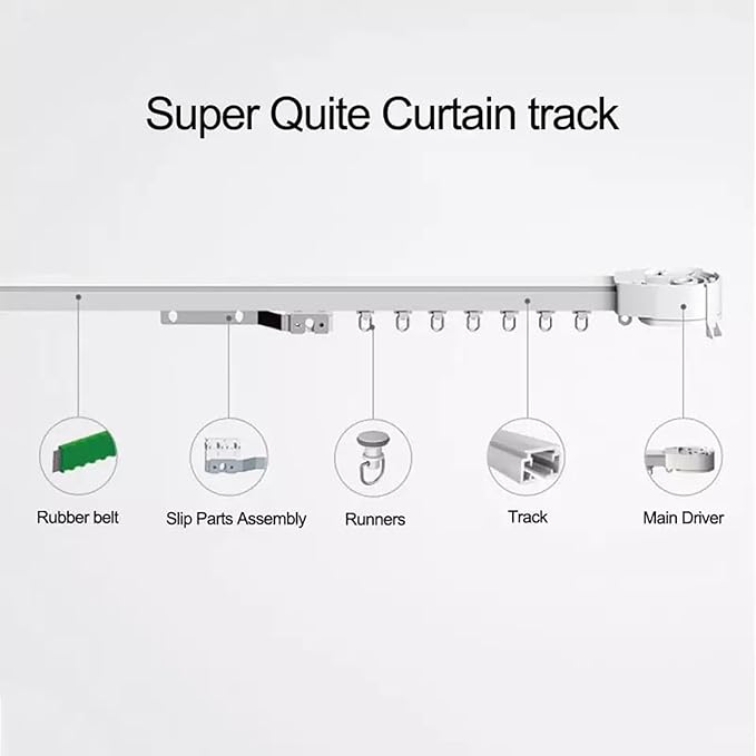 Smart Curtains System, Automatic Curtain Opener with Remote, Control by Alexa Google Home Connector APP WiFi Motorized Curtain Motor Track, Electric Curtain Opener for Bedroom (6.5m(255.91inch))