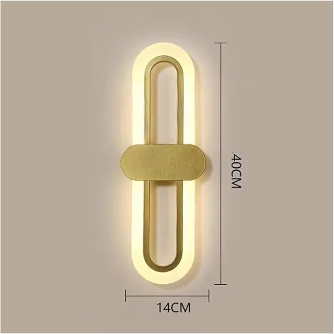Bedroom Bedside Modern Minimalist Living Room Background Wall Led Three-Color Light-Changing Wall Lamp Simple Aisle Balcony Lamp(Gold,3 Color Switching)