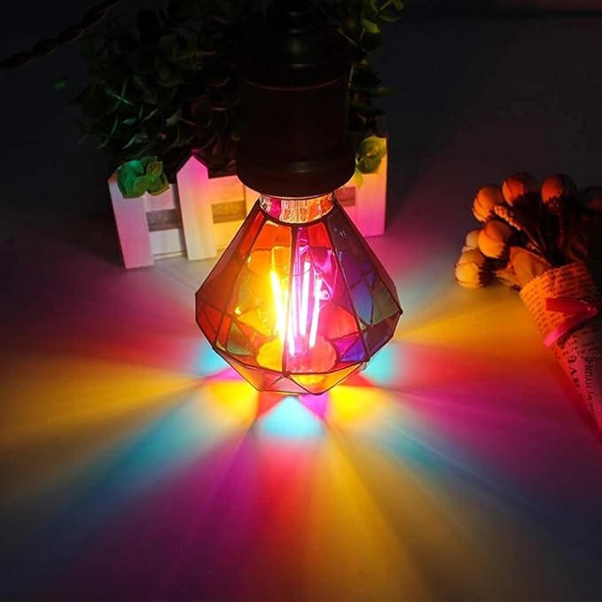 I-SHUNFA Stained Glass Edison LED Light Bulb, E26 Standard Base 6 Watts Heatless G95 Globe Shape LED Light Bulbs for Home Party, Recreation Room,Balcony,Garden,Christmas Decoration（Non-dimmable ）