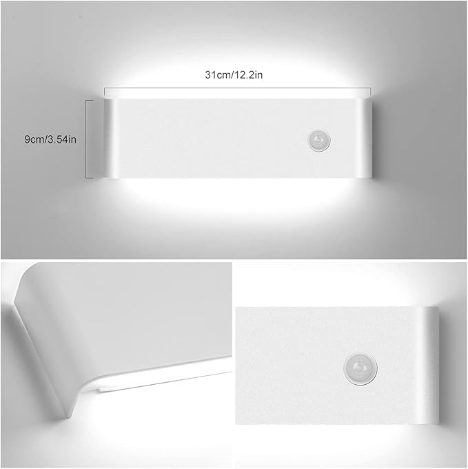LED Hardwired Motion Sensor Light Indoor Wall Sconce, Motion Sensor Wall Light Indoor Sconce Wall Aluminum Modern Wall Sconce for Living Room Hallway Stair 12W Warm White(Not Battery Operated)