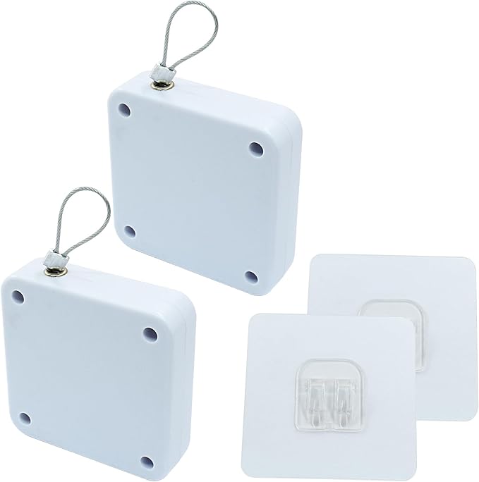 2Pcs Automatic Sliding Door Closer Punch Free Door Closer Automatic Door Closer Steel Drawstring for Bedroom/Bathroom/Office (500g Tension, White)