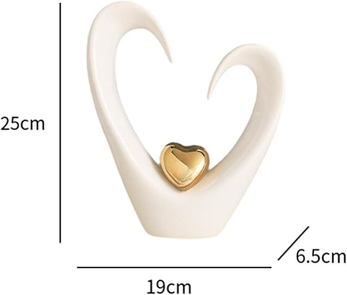 Minimalist Heart Sculpture Vanity Tray Modern Decorative Figurine Nordic Rectangle Organizer for Shelf Living Room Desk Office 7.48x2.56x9.84inch