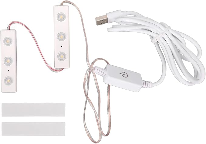 LED Makeup Mirror Light, 2 Strings USB Plug in Strip Light with Adjustable Brightness, 4000 to 5000K Color Temperature ABS Material for Vanity Mirror (2s 2.7V -3.4V 230MA-240mA)