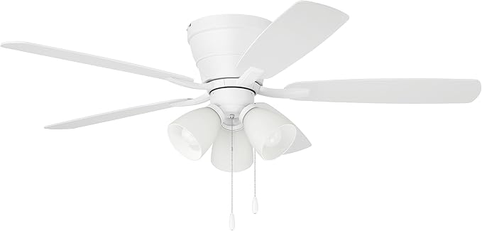 Craftmade 52" Wheeler Indoor Flush Mount 5 Blade White Finish Ceiling Fan with Optional 3-Light Kit