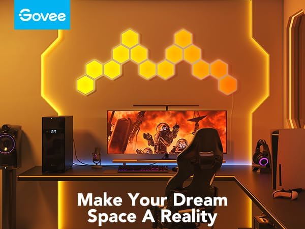 Govee Glide Hexa Light Panels, RGBIC Hexagon LED Wall Lights, Wi-Fi Smart Home Creative Wall Lights with Music Sync, Works with Alexa Google Assistant for Indoor Gaming Decor, 10 Pack